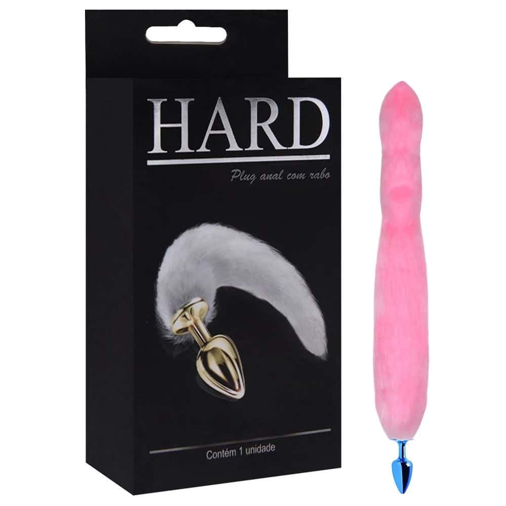 15133136257-ha116ar-01.jpeg Plug Anal em Metal Azul com Rabo Longo Rosa - Hard - Imagem 1