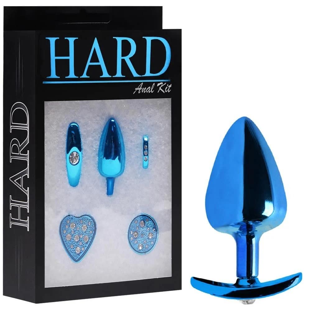 15134434553-ha132ka-01.jpeg Kit Plug Anal Médio Em Metal Azul 4x1 – Linha Hard - Imagem 1