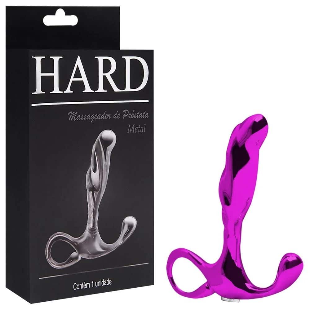 15134464350-ha125r-01.jpeg Hard - Massageador de próstata em metal com formato ergonômico e alça de segurança - 6,5 x 1,9 cm Rosa - Imagem 1