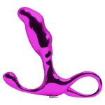 Hard - Massageador de próstata em metal com formato ergonômico e alça de segurança - 6,5 x 1,9 cm Rosa - Imagem 2