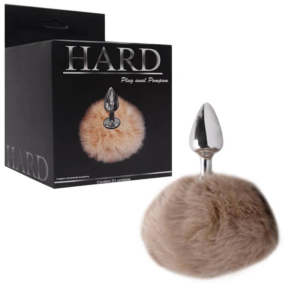 15135639166-ha115c-01.jpeg Plug De Metal Cromado Com Rabo Pompom Claro – Hard - Imagem 1