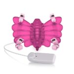 Estimulador de clitóris no formato borboleta com cerdas estimuladoras, vibração multivelocidade e controle remoto rosa - Imagem 2