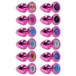 Plug anal de metal tamanho G rosa linha signos hard