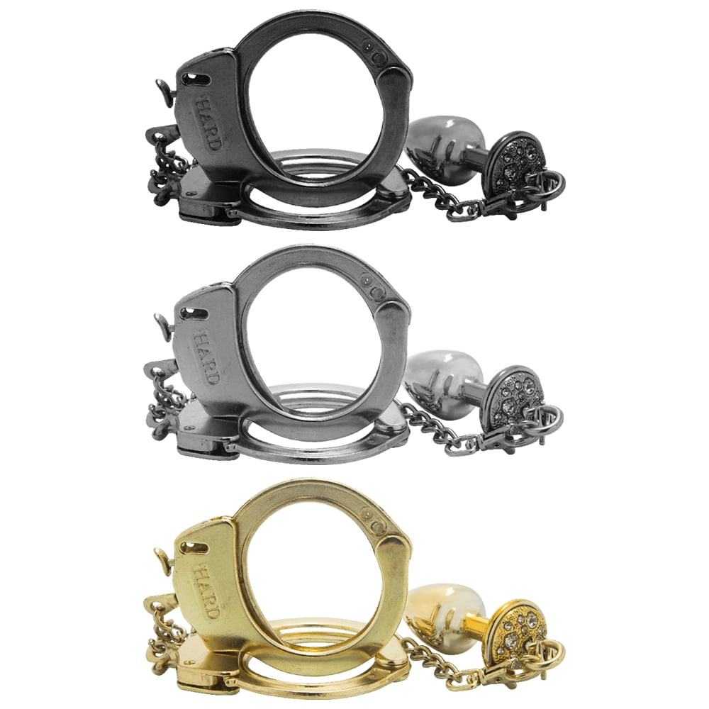 15178209606-ha147.jpg Kit algemas com plug anal cravejado com strass tamanho M - Hard Metal - Imagem 1