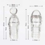 Kit com 2 capas penianas extensoras transparentes com glande definida, cerdas estimuladoras e texturas anelares - Imagem 2