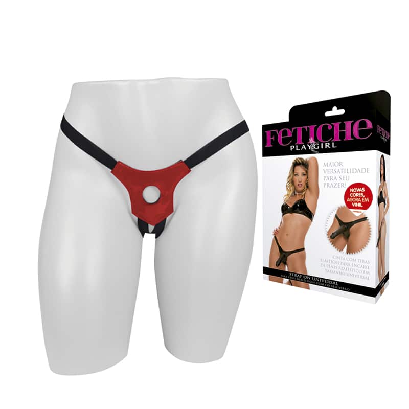 15183807009-ls003vv-01.jpeg Cinta Peniana Strap On Universal Vinil Vermelho Para Pênis Realísticos - Imagem 1