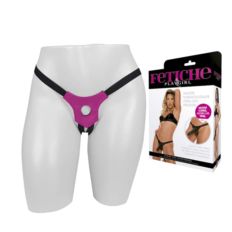15183813807-ls003vr-01.jpeg Cinta Strap On Universal Em Vinil Rosa Para Pênis Com Ou Sem Vibro - Imagem 1