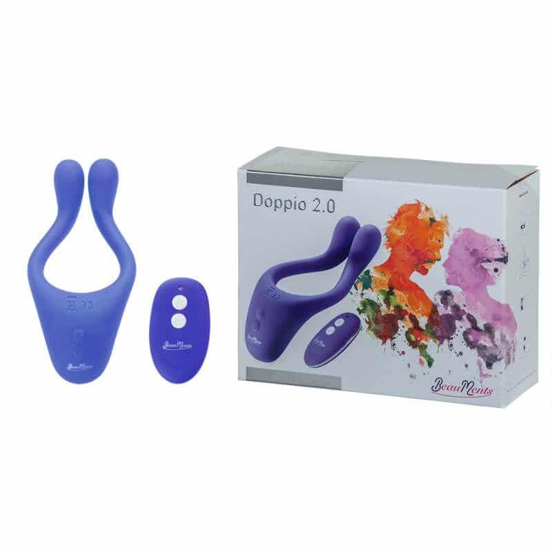 15185342896-nal23-01.jpg Vibrador Doppio 2.0 Blue Aveludado a Prova D'água com 10 Modos de Vibração - Imagem 1
