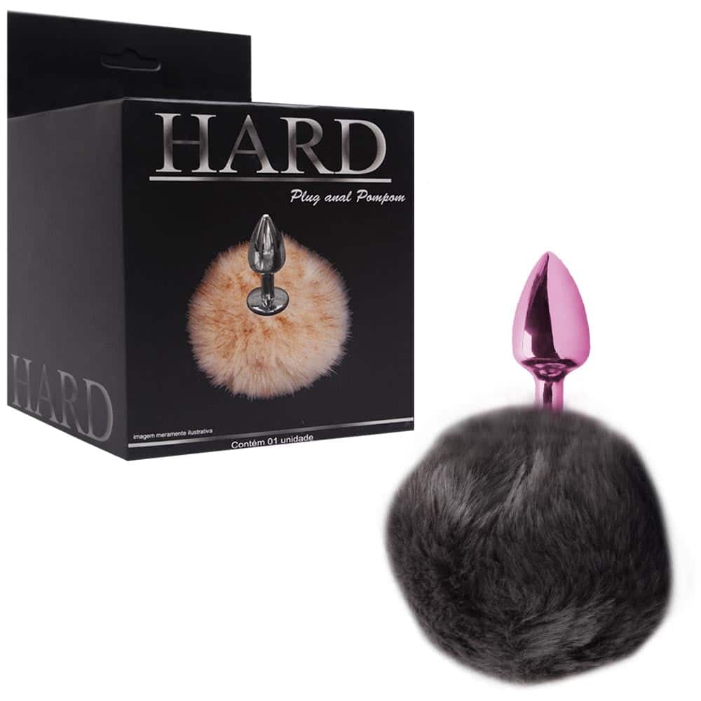 15186518347-ha115re-01.jpg Plug De Metal Rosa Com Rabo Pompom Escuro – Hard - Imagem 1