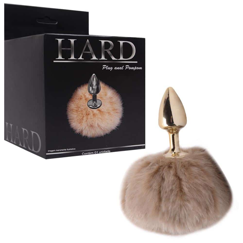 15186519513-ha115dc-01.jpg Plug De Metal Dourado Com Rabo Pompom Claro – Hard - Imagem 1