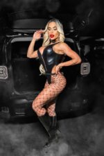 Fantasia erótica coelhinha tesão body em vinil com ziper e tiara - Imagem 3