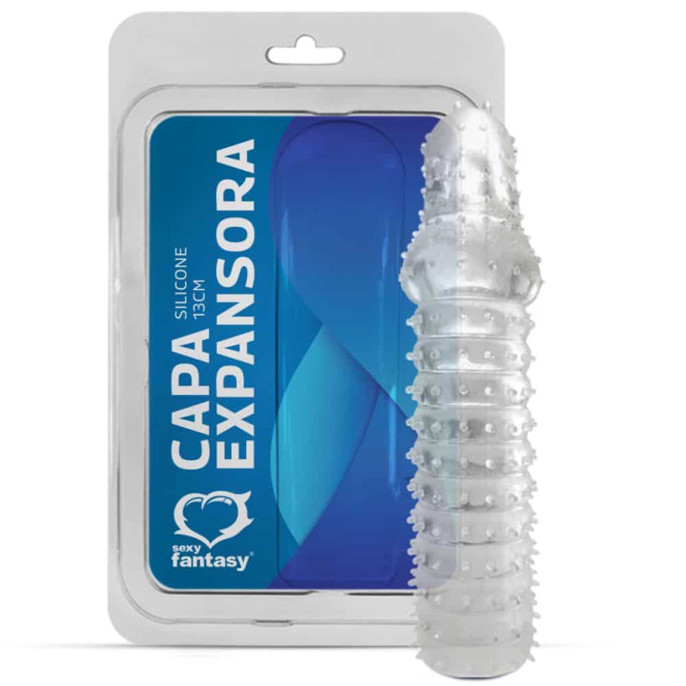 Capa expansora anelada em silicone - 13 cm Sexy fantasy Capa expansora anelada em silicone - 13 cm Sexy fantasy | cor: transparente - Imagem 1