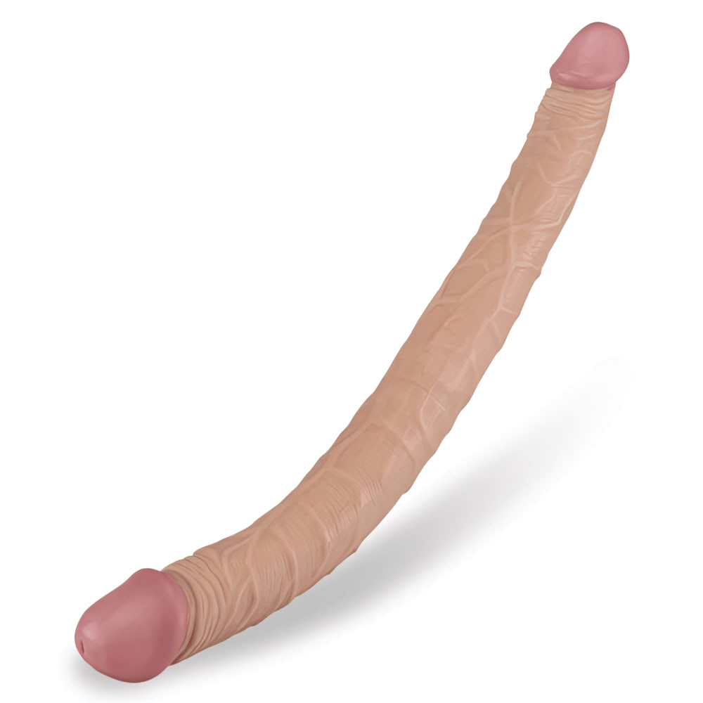 PE061-BEGE Pênis Duplo Realístico 36x4 cm Com Veias Salientes - Double Dildo - Imagem 1