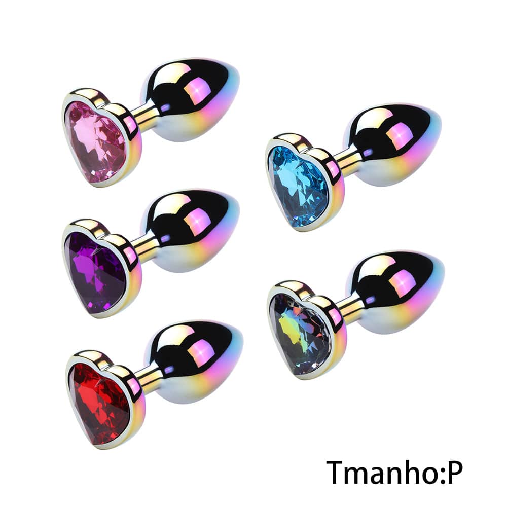 PL091P Plug Anal de coração pequeno colorido - Tamanho P - Imagem 1