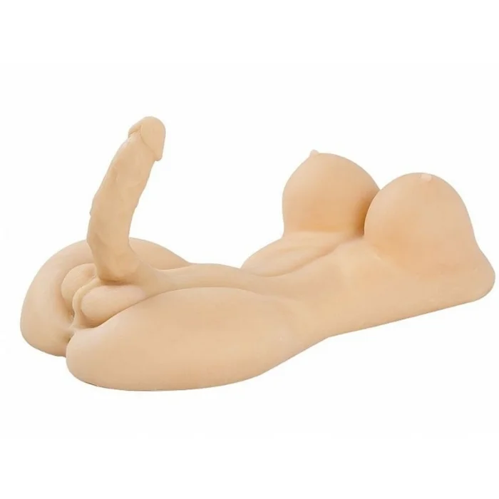 Masturbador boneca transexual com seios penis e anus em silicone e TPR