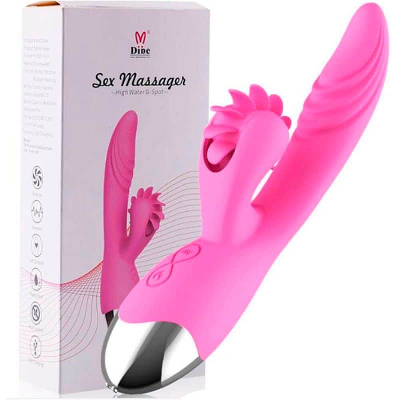 9360-4 Dibe sex massager - Vibrador estimulador de ponto g e clítoris com efeito simulador de sexo oral com línguas giratóri - Imagem 1