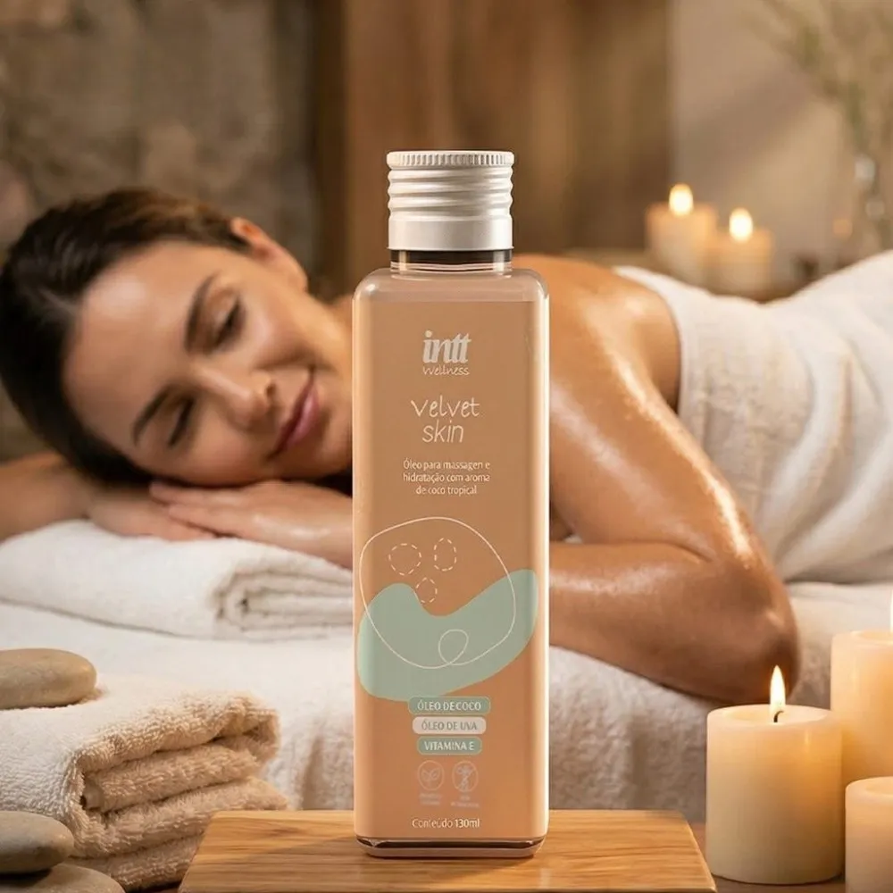Velvet skin óleo para massagem corporal de coco tropical 130ml intt wellness Velvet skin óleo para massagem corporal de coco tropical 130ml intt wellness