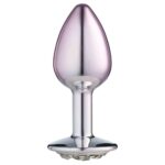 Lite Plug anal Bicolor Pequeno Prata com Rosa Cravejado - Imagem 2