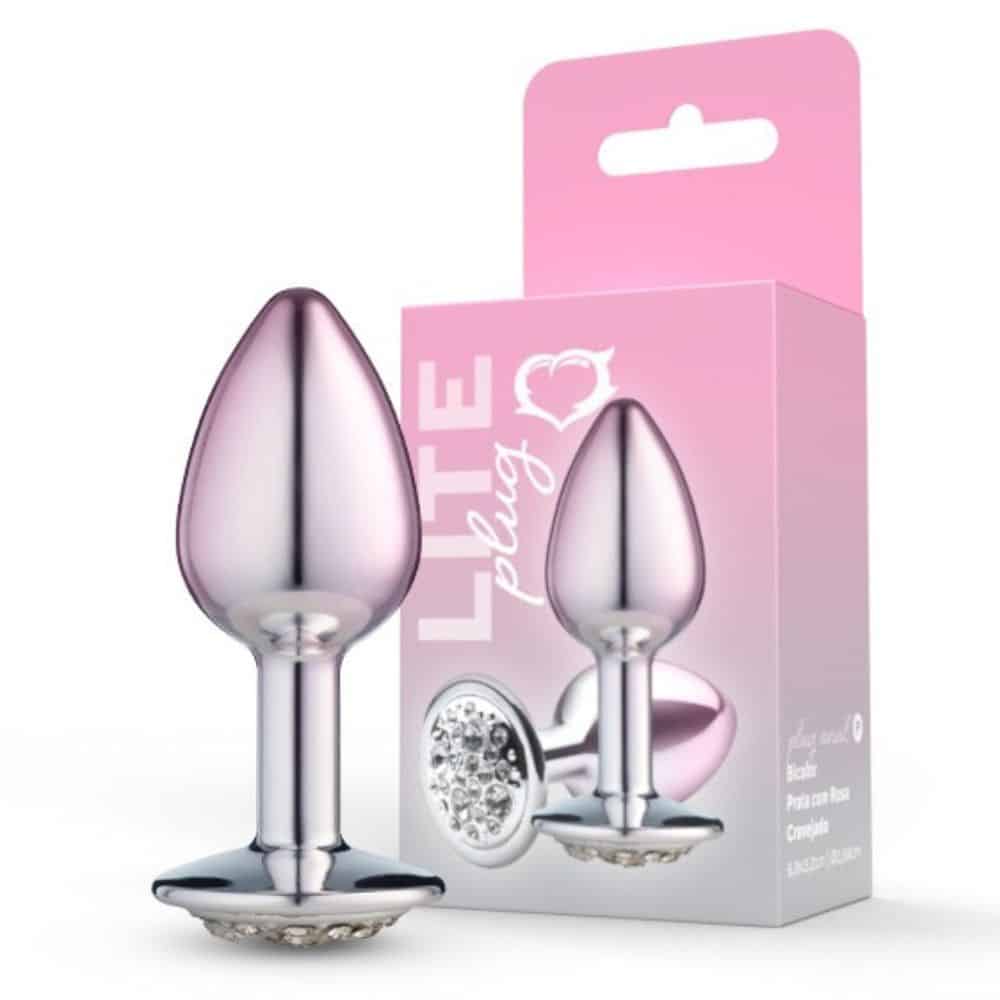 15339886157-lite-plug-anal-bicolor-pequeno-prata-com-rosa-cravejado-01.jpg Lite Plug anal Bicolor Pequeno Prata com Rosa Cravejado - Imagem 1