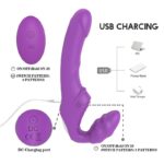Nana-rct - Strap on recarregável sem cinta, Vibrador de Ponto G Duplo em silicone 9 de vibrações controle remoto sem fio - Imagem 8