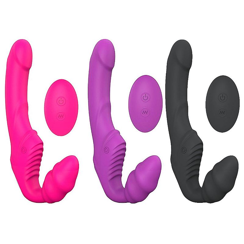 15233447559-21260-4.jpg Nana-rct - Strap on recarregável sem cinta, Vibrador de Ponto G Duplo em silicone 9 de vibrações controle remoto sem fio - Imagem 1