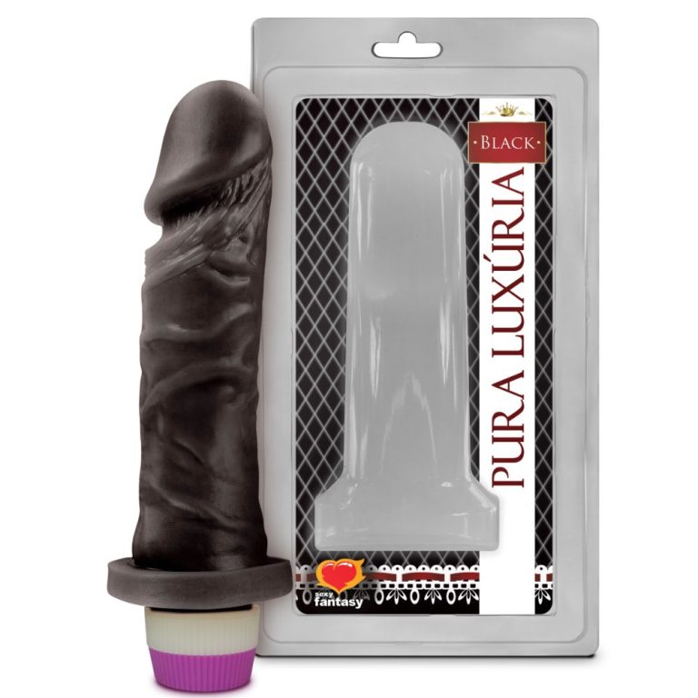 Pênis Realístico Preto Com Vibro - 15,3cm