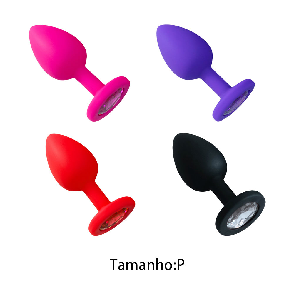 15371340786-pl005p.jpg Plug Anal em Silicone Tamanho Pequeno com Pedra - Imagem 1