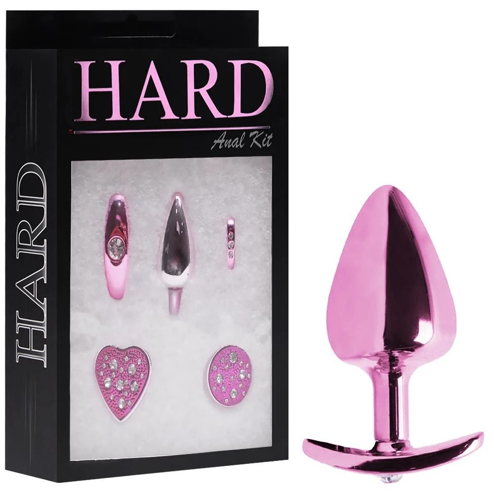 15134431589-ha132kr-01.jpeg Kit Plug Anal Médio Em Metal Rosa 4x1 – Linha Hard - Imagem 1