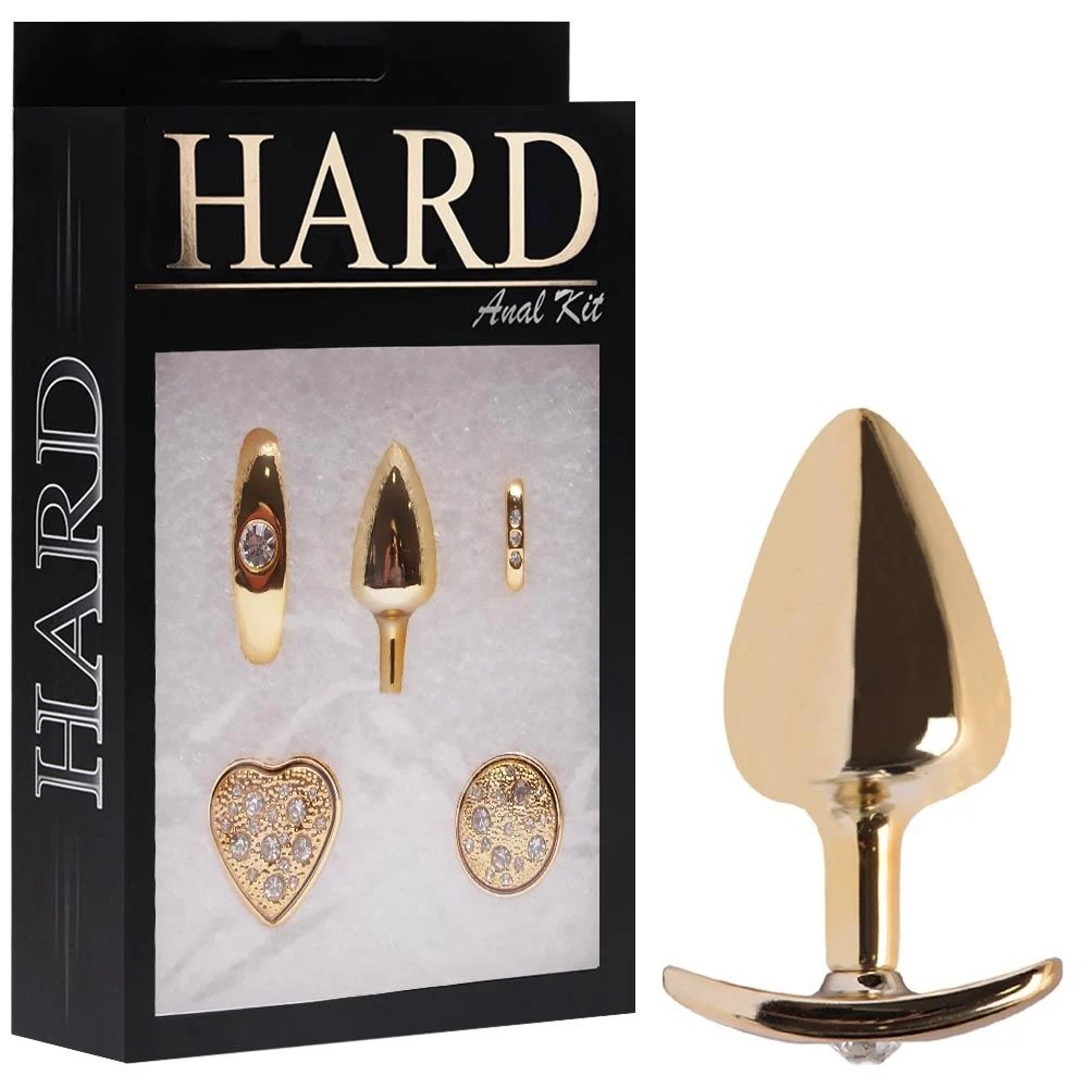 15134432782-ha132kd-01.jpeg Kit Plug Anal Médio Em Metal Dourado 4x1 – Linha Hard - Imagem 1