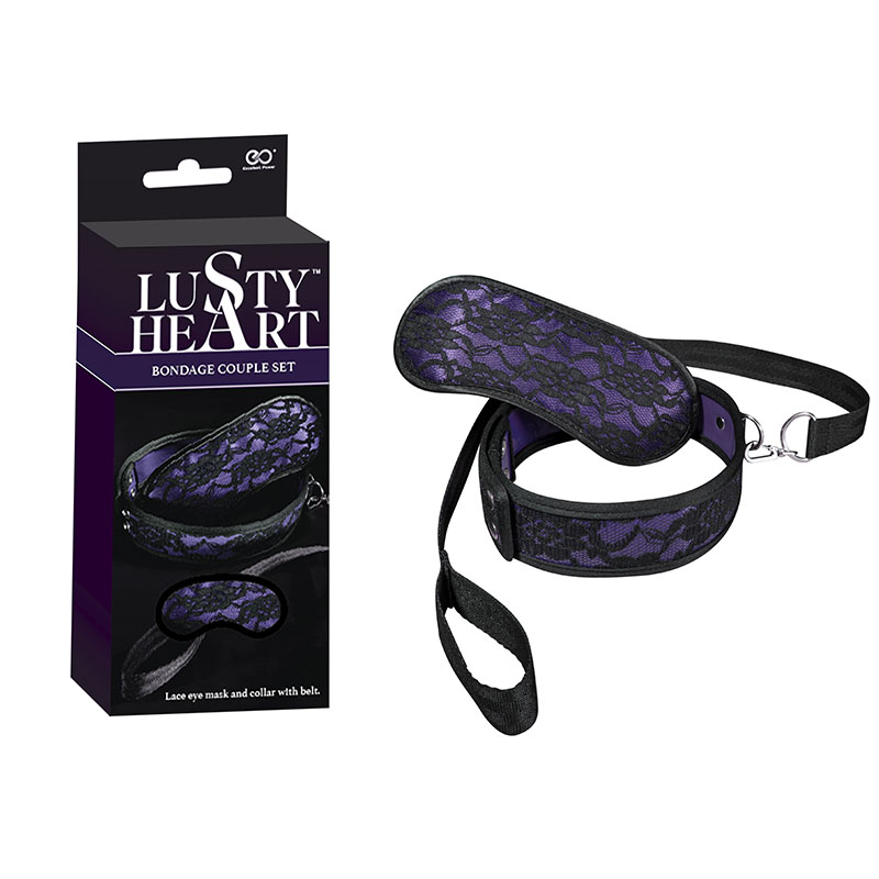 15194186451-nan185.jpg Lusty heart bondage - kit com coleira e venda | cor: roxo - Imagem 1