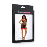 Vestido em malha arrastão no modelo tomara que caia com acabamento em renda vermelha Eva intimate | Tamanho único - Imagem 3