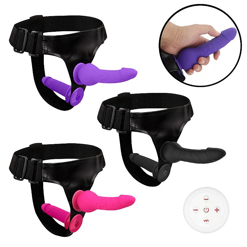 Cinta Peniana com 2 Dildo Duplo - 10 modo de Vibração Cinta Peniana com 2 Dildo Duplo - 10 modo de Vibração