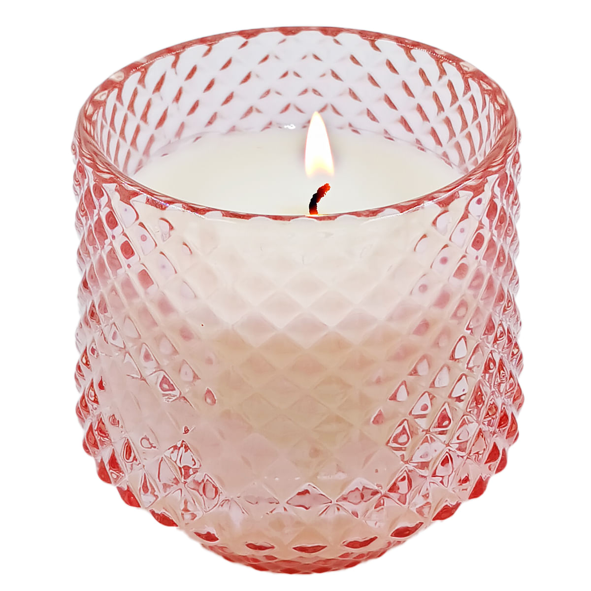 Vela aromática perfumada em copo de vidro Livon rosa 8x7cm para decoração de ambientes Vela aromática perfumada em copo de vidro Livon rosa 8x7cm para decoração de ambientes