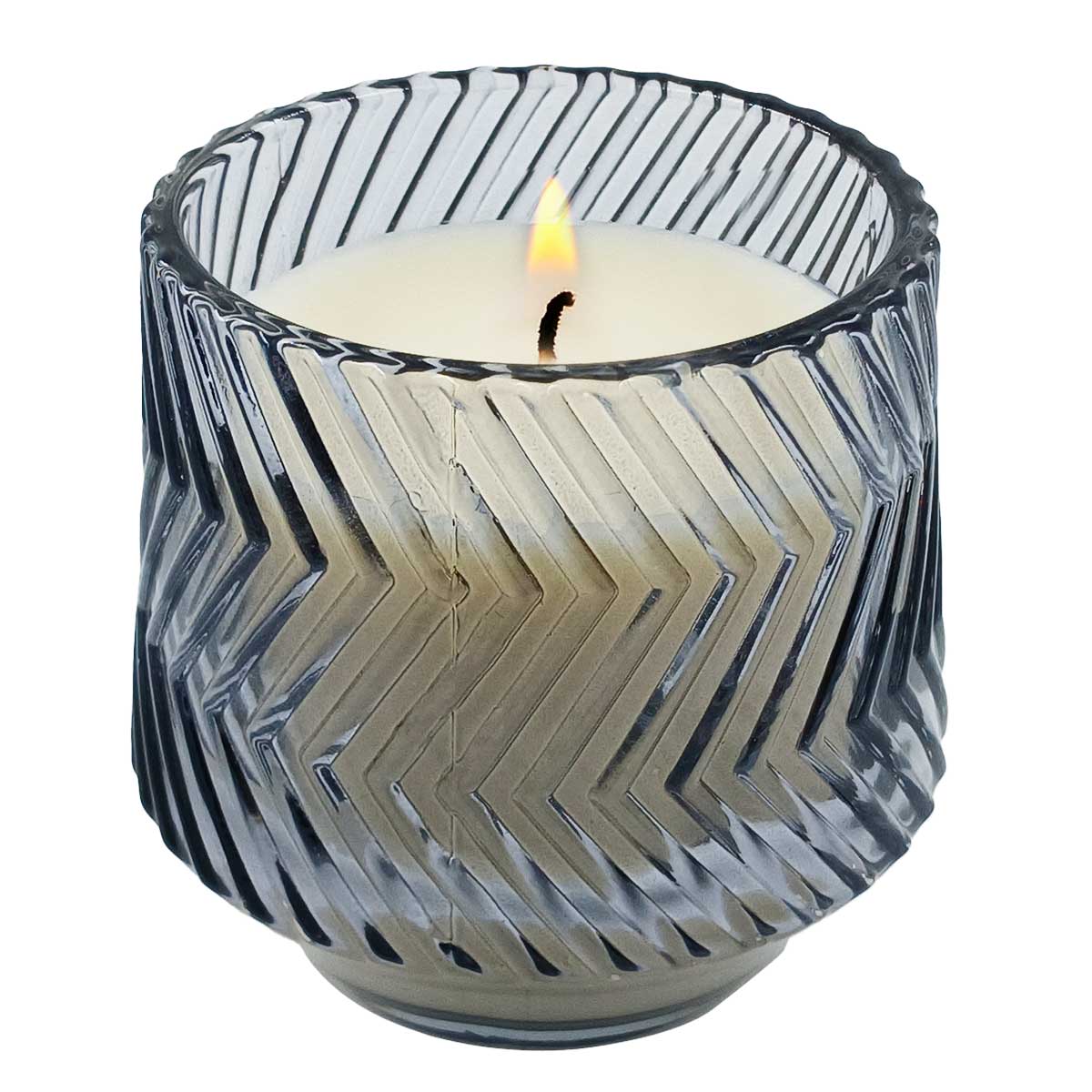 Vela aromática com suporte em vidro luxo cinza 7x8cm âmbar e patchouli Vela aromática com suporte em vidro luxo cinza 7x8cm âmbar e patchouli