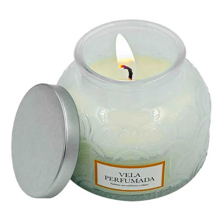 Vela decorativa aromática com tampa GiftHome 7,5x9cm em parafina com suporte