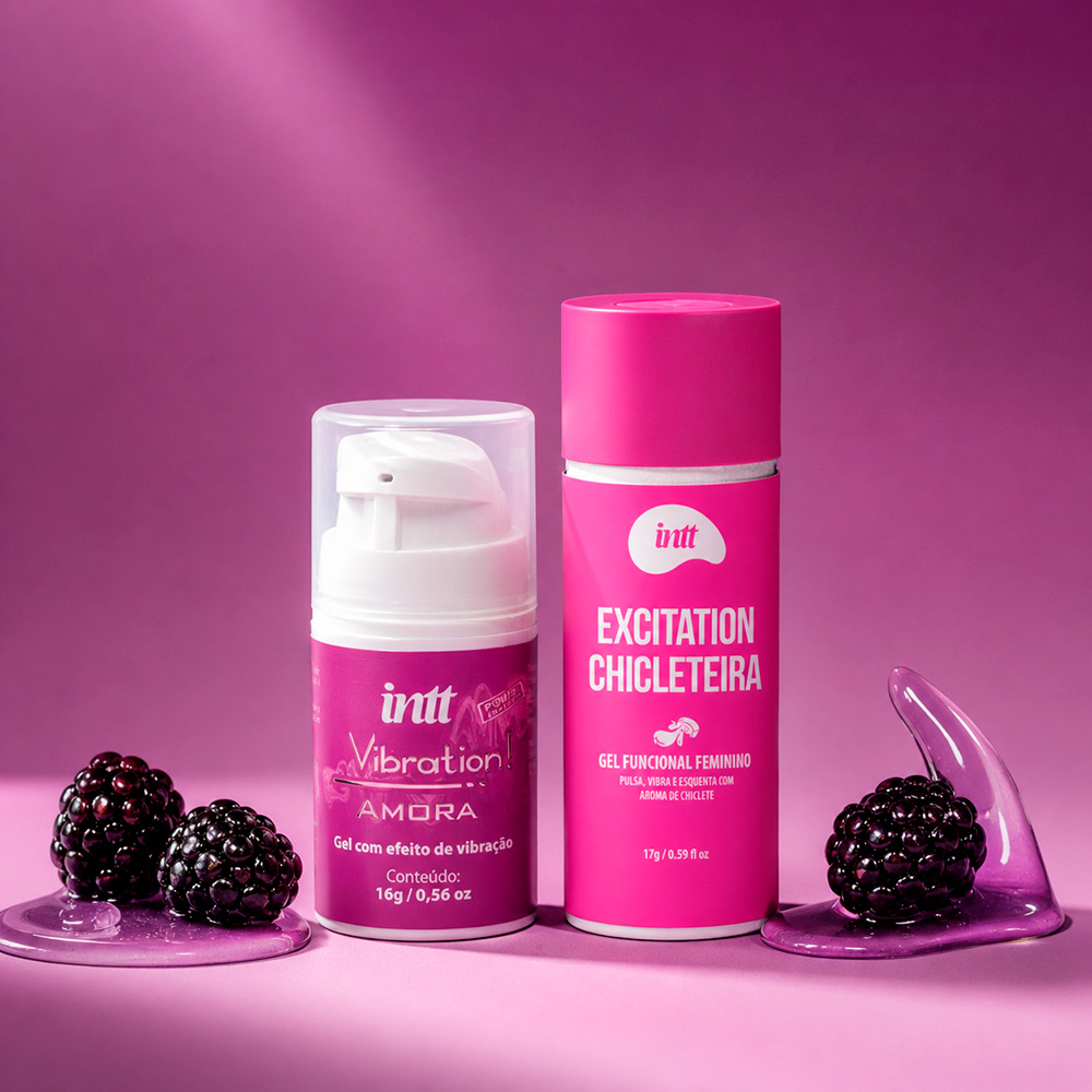 Kit Estimulante Feminino Gel Chicleteira + Vibration Amora Kit Estimulante Feminino Gel Chicleteira + Vibration Amora