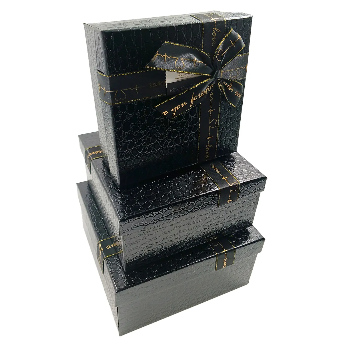 Caixa de Presente Preta de luxo com laço decorativo em três tamanhos Caixa de Presente Preta de luxo com laço decorativo em três tamanhos
