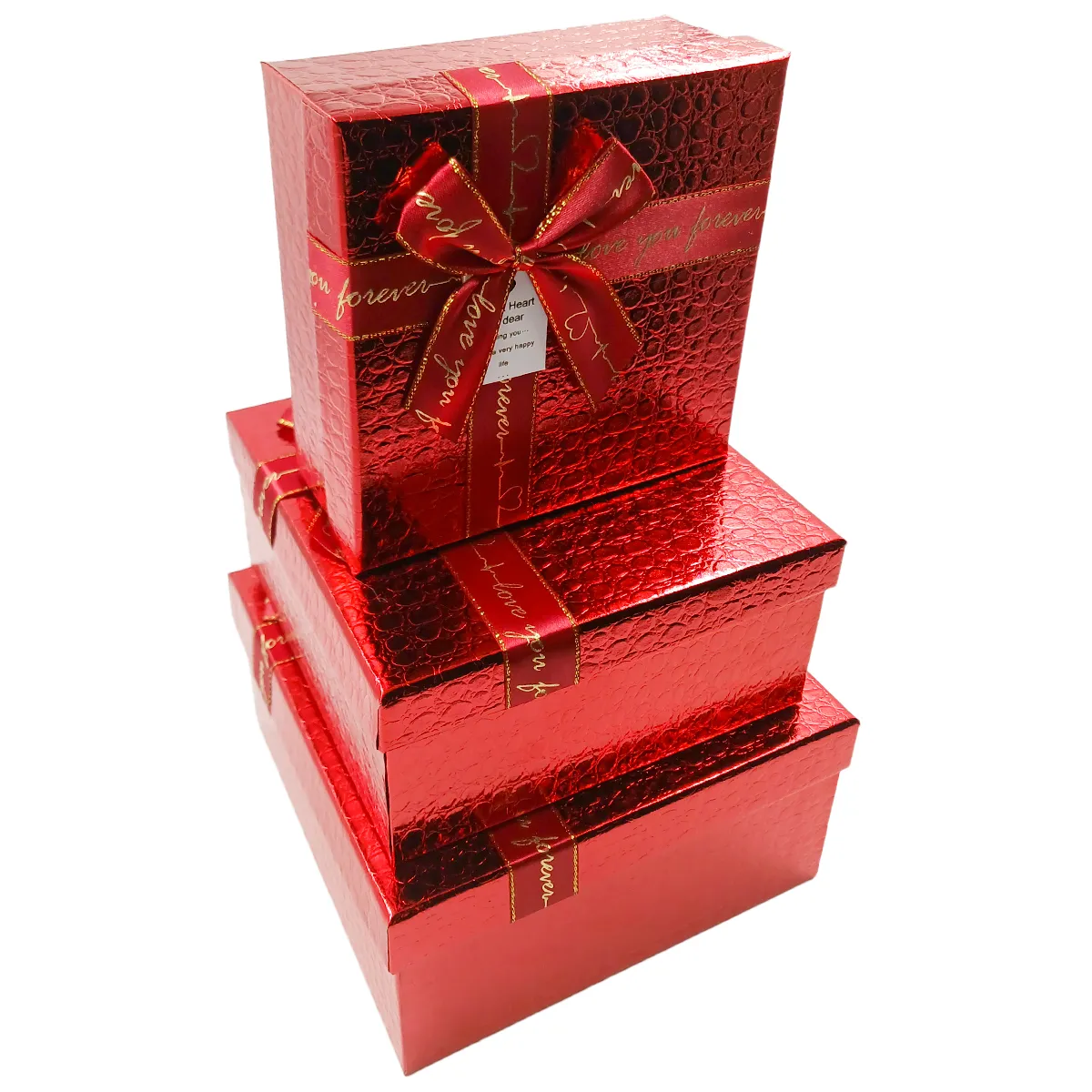 Caixa de Presente Vermelha com laço decorativo edição especial em três medidas Caixa de Presente Vermelha com laço decorativo edição especial em três medidas
