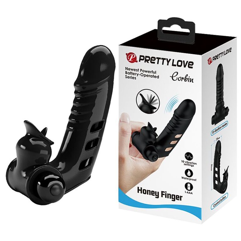 Dedeira vibratória Carbin Pretty Love em silicone com 10 modos de vibração cápsula removível e relevos estimuladores de clitóris e ponto G