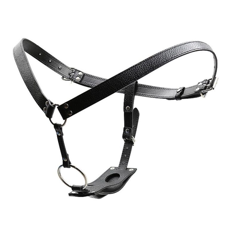 Cinta strap-on harness em couro sintético PU com anel de silicone ajustável 5cm cintura 48-91cm metal penetração anal vaginal
