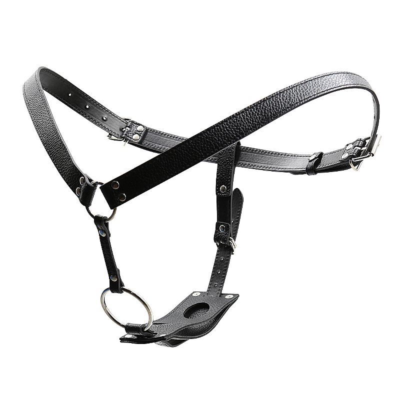 Cinta strap-on harness em couro sintético PU com anel de silicone ajustável 5cm cintura 48-91cm metal penetração anal vaginal Cinta strap-on harness em couro sintético PU com anel de silicone ajustável 5cm cintura 48-91cm metal penetração anal vaginal