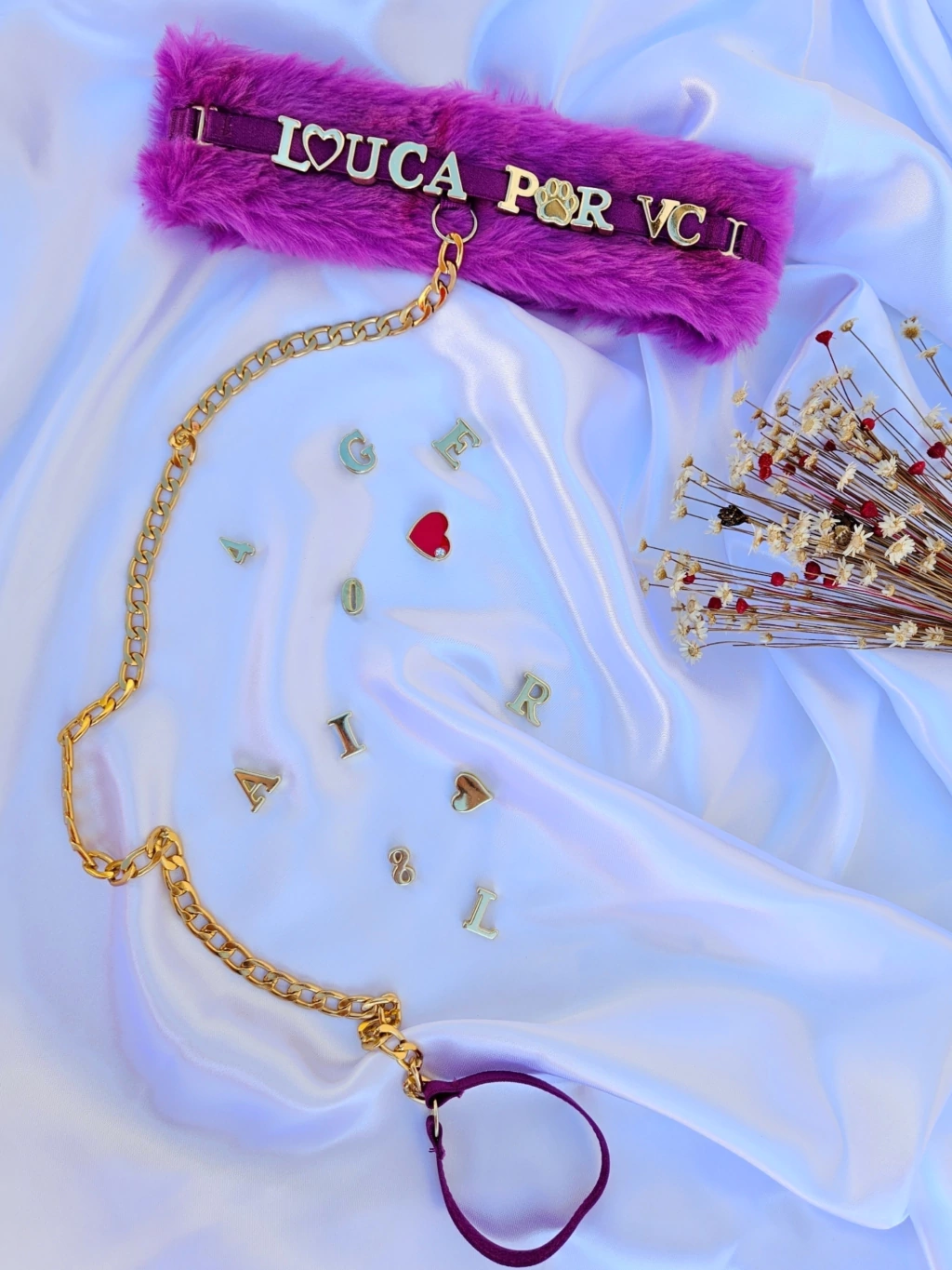 Choker coleira pelúcia roxo personalizável macia para look sensual Choker coleira pelúcia roxo personalizável macia para look sensual