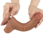 Pênis marrom com dupla camada Realístico 19,5x3,5 cm Sliding Skin Dual Layer Dong Flesh Lovetoy - Imagem 5