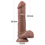 Pênis Consolo Dupla Densidade em Silicone Platinum com Ventosa 20cm Marrom - Lovetoy - Imagem 16