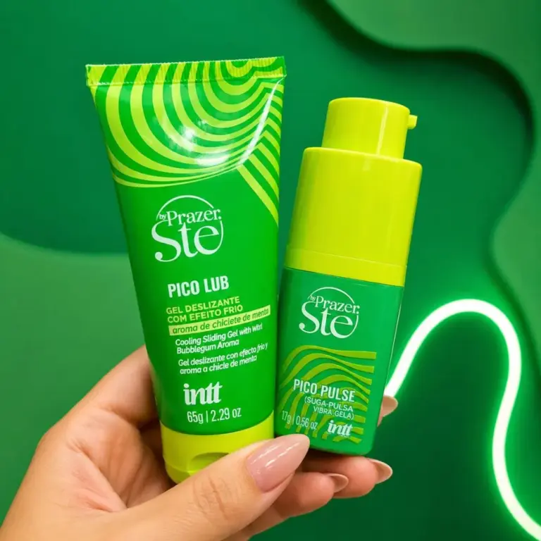 Combo Pico Pulse e Pico Lub Deslizante sabor menta kit gel sensorial e lubrificante INTT