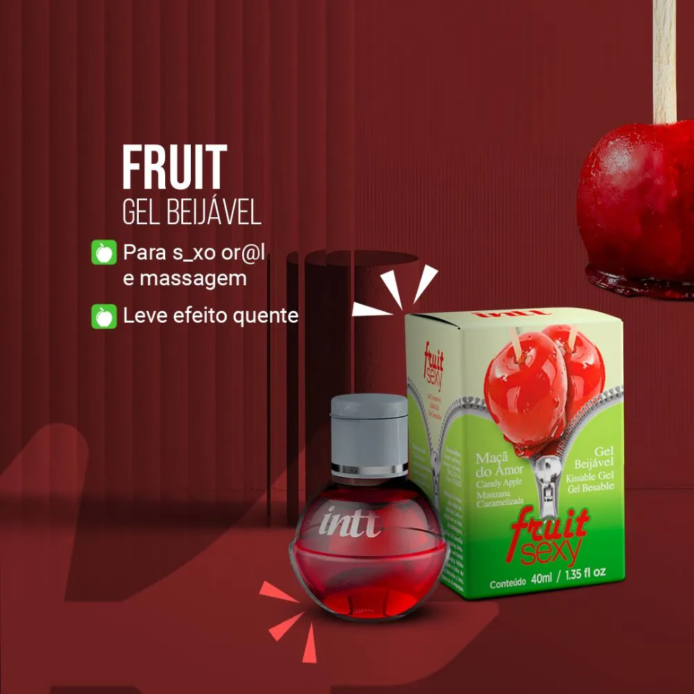 Gel Beijável Maçã do Amor Fruit Sexy INTT gel oral e massagem 40ml
