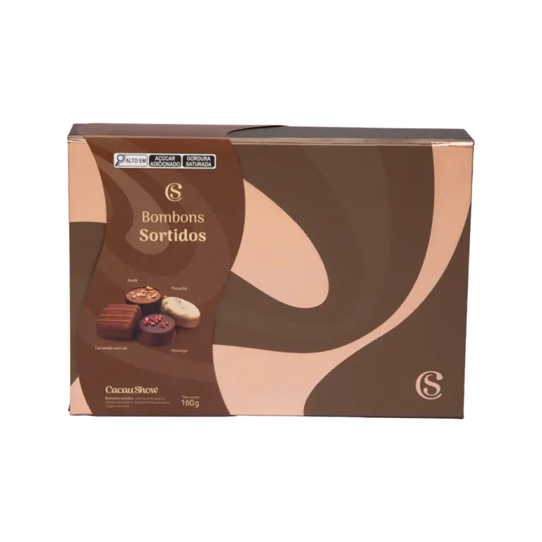 Caixa de Bombons Sortidos M 160g Cacau Show com embalagem elegante