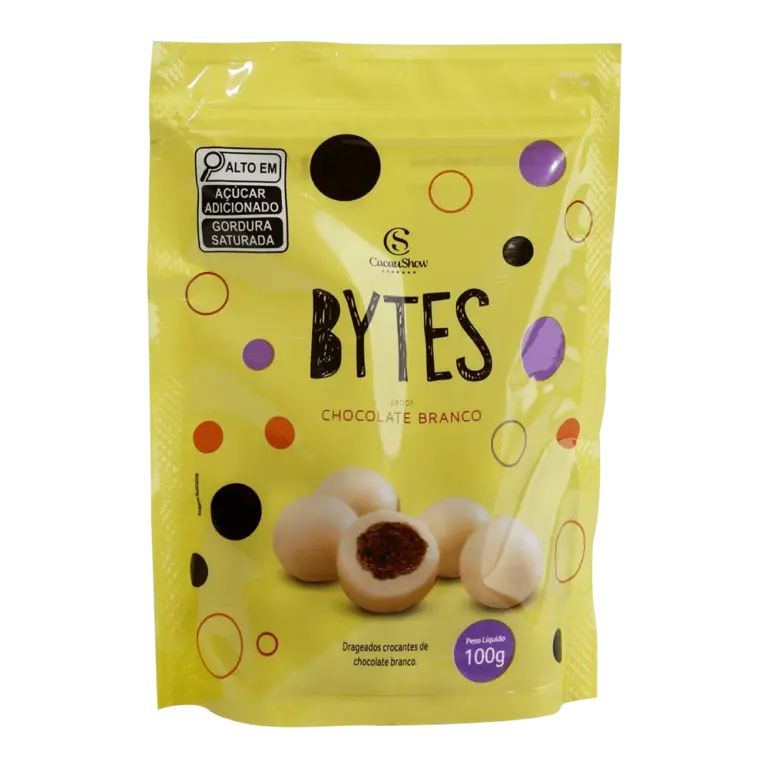 Drageado Bytes de Chocolate Branco Crocante 100g Cacau Show em embalagem prática