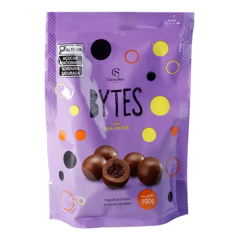 Drageado Bytes Uva Passa com Chocolate ao Leite 100g Cacau Show