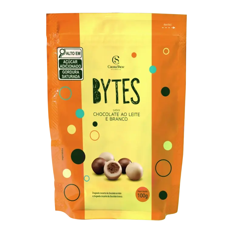 Drageado Bytes Chocolate ao Leite e Branco 100g Cacau Show em embalagem prática